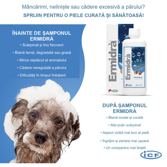 Șampon Dermatologic pentru Câini și Pisici Ermidra, 250 ml – ICF